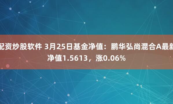 配资炒股软件 3月25日基金净值：鹏华弘尚混合A最新净值1.5613，涨0.06%
