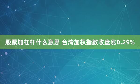 股票加杠杆什么意思 台湾加权指数收盘涨0.29%