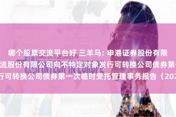 哪个股票交流平台好 三羊马: 申港证券股份有限公司关于三羊马(重庆)物流股份有限公司向不特定对象发行可转换公司债券第一次临时受托管理事务报告(2025年度)