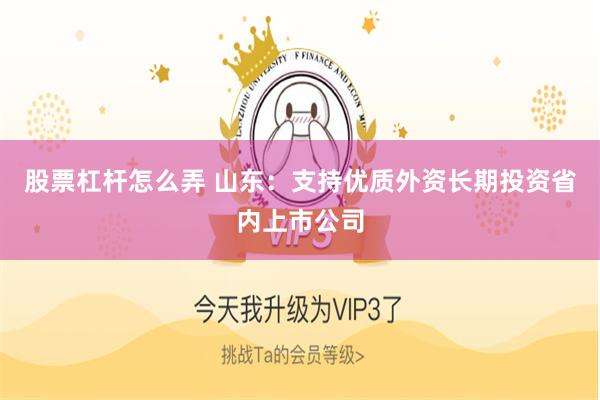 股票杠杆怎么弄 山东：支持优质外资长期投资省内上市公司
