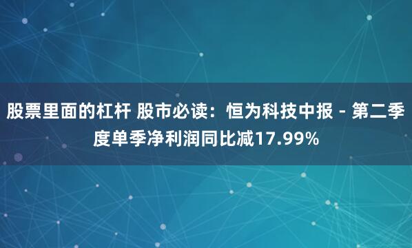 股票里面的杠杆 股市必读：恒为科技中报 - 第二季度单季净利润同比减17.99%